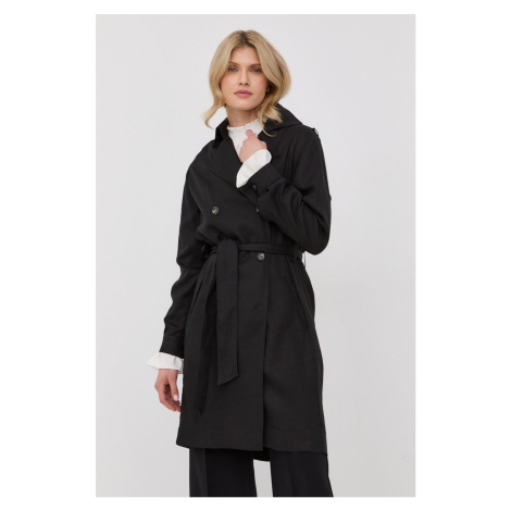 Trench kabát The Kooples dámský, černá barva, přechodný, dvouřadový