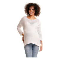 Těhotenský oversize svetr v bílé barvě