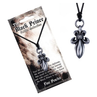 Šňůrkový náhrdelník - lesklý stříbrný přívěsek Fleur de Lis
