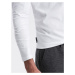 Ombre Clothing Bílé tričko s dlouhým rukávem a výstřihem do V V3 LSBL-0108