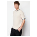 Trendyol Stone Relaxed/Comfortable Cut Textured Stripe Detailed T-Shirt