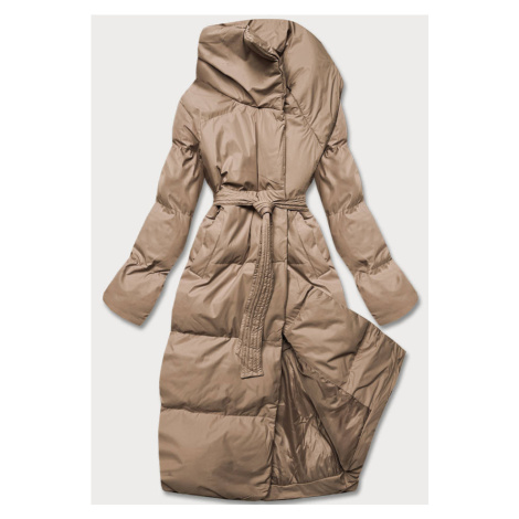 Béžová dámská zimní přeložená obálková bunda (5M737-84) J.STYLE