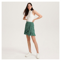 Reserved - Mini sukně s volánovým lemem - Zelená