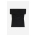 H & M - Pletený top's odhalenými rameny - černá
