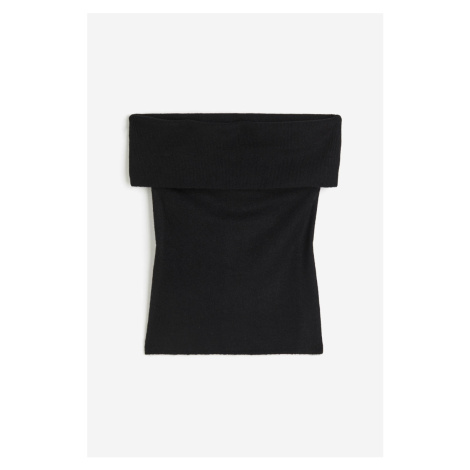H & M - Pletený top's odhalenými rameny - černá H&M