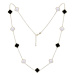 Stříbrný zlacený náhrdelník se čtyřlístky s onyxem a perletí JMAS7043XN60 + dárek zdarma