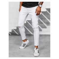 Bílé pánské džíny s dírami