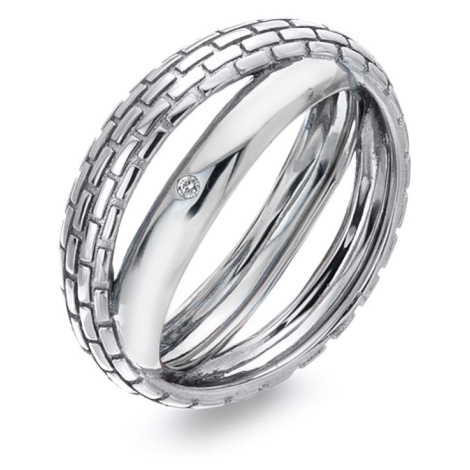 Hot Diamonds Originální stříbrný prsten s diamantem Woven DR235