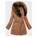 Rudý dámský zimní kabát s kožešinou (LD5520BIG)