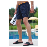 Madmext Navy Blue Swimming Shorts with Side Stripes and Stripes 2943