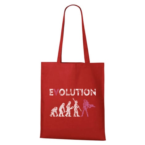 DOBRÝ TRIKO Bavlněná taška s potiskem Evoluce hrdinka Barva: Červená