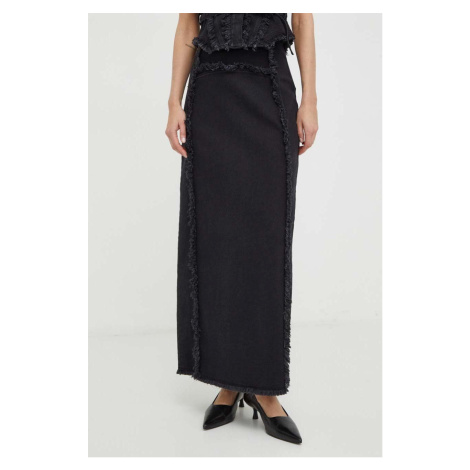 Džínová sukně Gestuz černá barva, maxi, 10908698