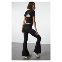 Trendyol Black Brushed Soft Twill Fabric Spanish Leg Yoga Knitted Sports Leggings