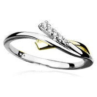 MOISS Půvabný stříbrný bicolor prsten se zirkony R0000