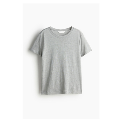 H & M - Lněné tričko - šedá H&M
