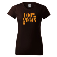 DOBRÝ TRIKO Dámské tričko 100% vegan oranžový potisk Barva: Kávová