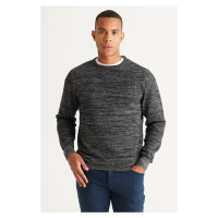 ALTINYILDIZ CLASSICS Men's Black-gray Standard Fit Normal Cut Crew Neck Rice Knit Patterned Knit