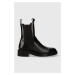 Kožené kotníkové boty Gant Fallwi dámské, černá barva, na plochém podpatku, 27551333.G00