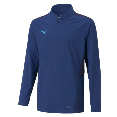 Puma TEAMCUP 1/4 ZIP TOP Chlapecká sportovní mikina, modrá, velikost