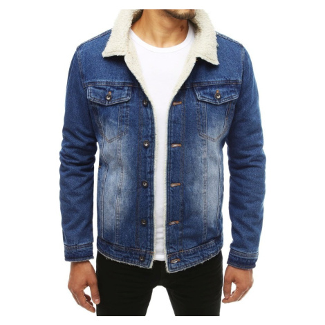 Modrá pánská džínová bunda s kožíškem BASIC
