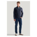 SVETR GANT TEXTURED COTTON H-ZIP EVENING BLUE