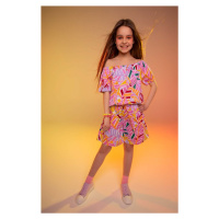 Dětské bavlněné šortky Coccodrillo fialová barva, vzorované