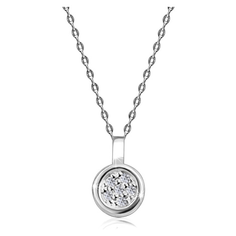 Diamantový náhrdelník v bílém zlatě 375 - lesklý kroužek zdobený brilianty Šperky eshop