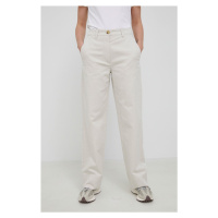 Kalhoty Marc O'Polo dámské, béžová barva, jednoduché, high waist