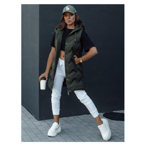 Dámská prošívaná zelená vesta DStreet