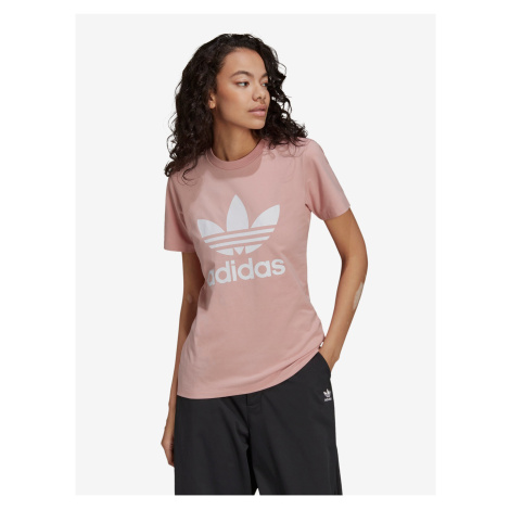 Starorůžové dámské tričko adidas Originals - Dámské