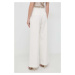 Kalhoty Ivy Oak dámské, béžová barva, široké, high waist, IO1100X5121