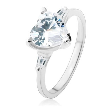 Zásnubní prsten ze stříbra 925, zářivé zirkonové srdce čiré barvy Šperky eshop