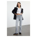 Trendyol Gray Normal Waist Crop Flare Jeans