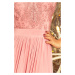 Dlouhé dámské šaty v růžové barvě bez rukávů a s vyšívaným výstřihem model 7482741 - numoco