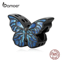 Stříbrný přívěsek černý motýl LOAMOER
