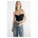 Trendyol Navy Blue Crop Knitted Shimmer Bustier