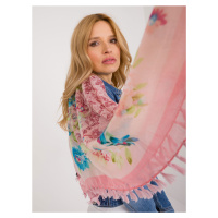 Světle růžový dámský šátek s květinovým vzorem