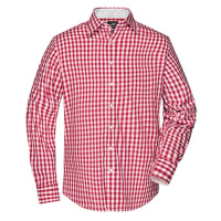 James&Nicholson Pánská kostkovaná košile JN617 Red