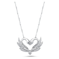 Klenoty Amber Luxusní stříbrný náhrdelník Labutí srdce
