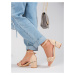 Designové dámské sandály hnědé na širokém podpatku