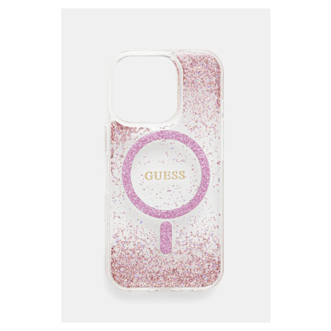 Obal na telefon Guess iPhone 16 Pro růžová barva, GUHMP16LRGRGEP