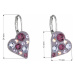 Náušnice bižuterie se Swarovski krystaly fialové srdce 51043.3