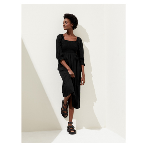Černé dámské midi šaty s tříčtvrtečním rukávem Marks & Spencer