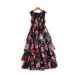 Vintage šaty s potiskem růží a volánovou sukni