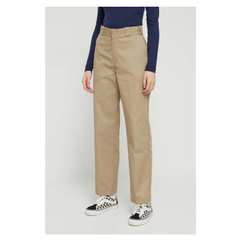 Kalhoty Dickies 874 dámské, béžová barva, jednoduché, high waist