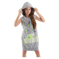 mshb&g We Rock Girls' Gray Melange Hooded Dress