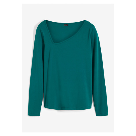 Bonprix BODYFLIRT tričko s asymetrickým dekoltem Barva: Zelená, Mezinárodní
