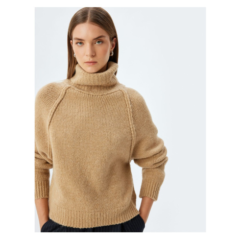 Koton Wool Blend Oversize Knitted Sweater Turtleneck Long Sleeve