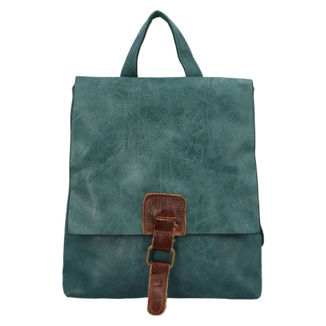 Městský stylový koženkový batoh Enjoy, zelenomodrá Paolo Bags
