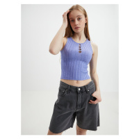 Světle fialové crop top tílko Noisy May Frey - Dámské